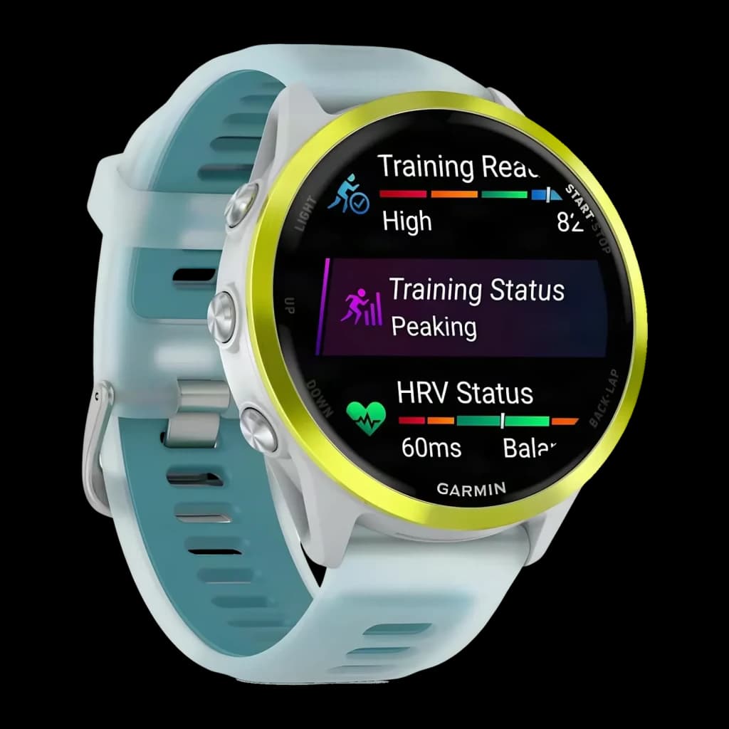 Garmin Forerunner 570 47mm GPS Batterie 10 Jours Blanc/Jaune - écran affichant Training Ready, Training