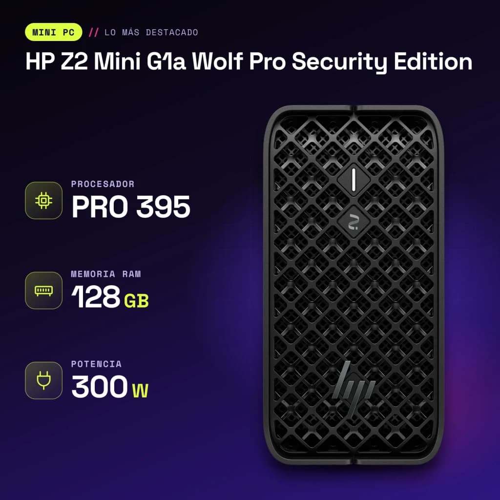 HP Z2 Mini G1a Wolf Pro Security Edition 128 Go/1 To SSD Noir de Jais WiFi 7 - caractéristiques