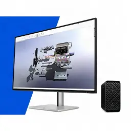 HP Z2 Mini G1a Wolf Pro Security Edition 128GB/1TB SSD Preto Azeviche WiFi 7 - torre ao lado de monitor