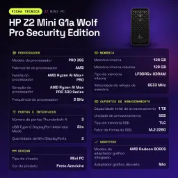 HP Z2 Mini G1a Wolf Pro Security Edition 128GB/1TB SSD Preto Azeviche WiFi 7 - características, 1 TB
