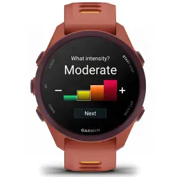 Garmin Forerunner 170 Music 42mm GPS 240h Rose - écran affichant le sélecteur d'intensité d'entraînement modérée