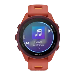 Garmin Forerunner 170 Music 42mm GPS 240h Rose - écran affichant le lecteur musical Beats