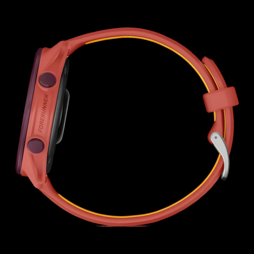 Garmin Forerunner 170 Music 42mm GPS 240h Rose - boîtier sombre avec boutons violets, bracelet rose avec liseré