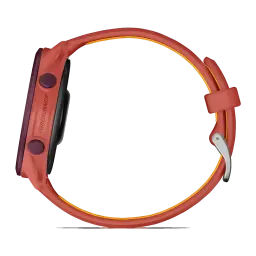 Garmin Forerunner 170 Music 42mm GPS 240h Rose - boîtier sombre avec boutons violets, bracelet rose avec liseré