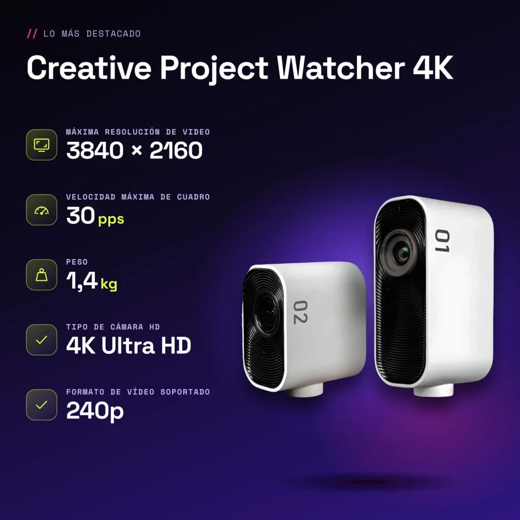 Webcam Creative Project Watcher 4K Microfone Branco - características