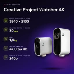 Webcam Creative Project Watcher 4K Microfone Branco - características