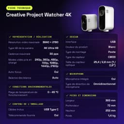 Webcam Creative Project Watcher 4K Microfone Branco - características