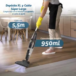 Aspirateur Balai Grunkel ASP-EASY Bleu 16000Pa 600W - personne nettoyant parquet avec réservoir 950ml et câble
