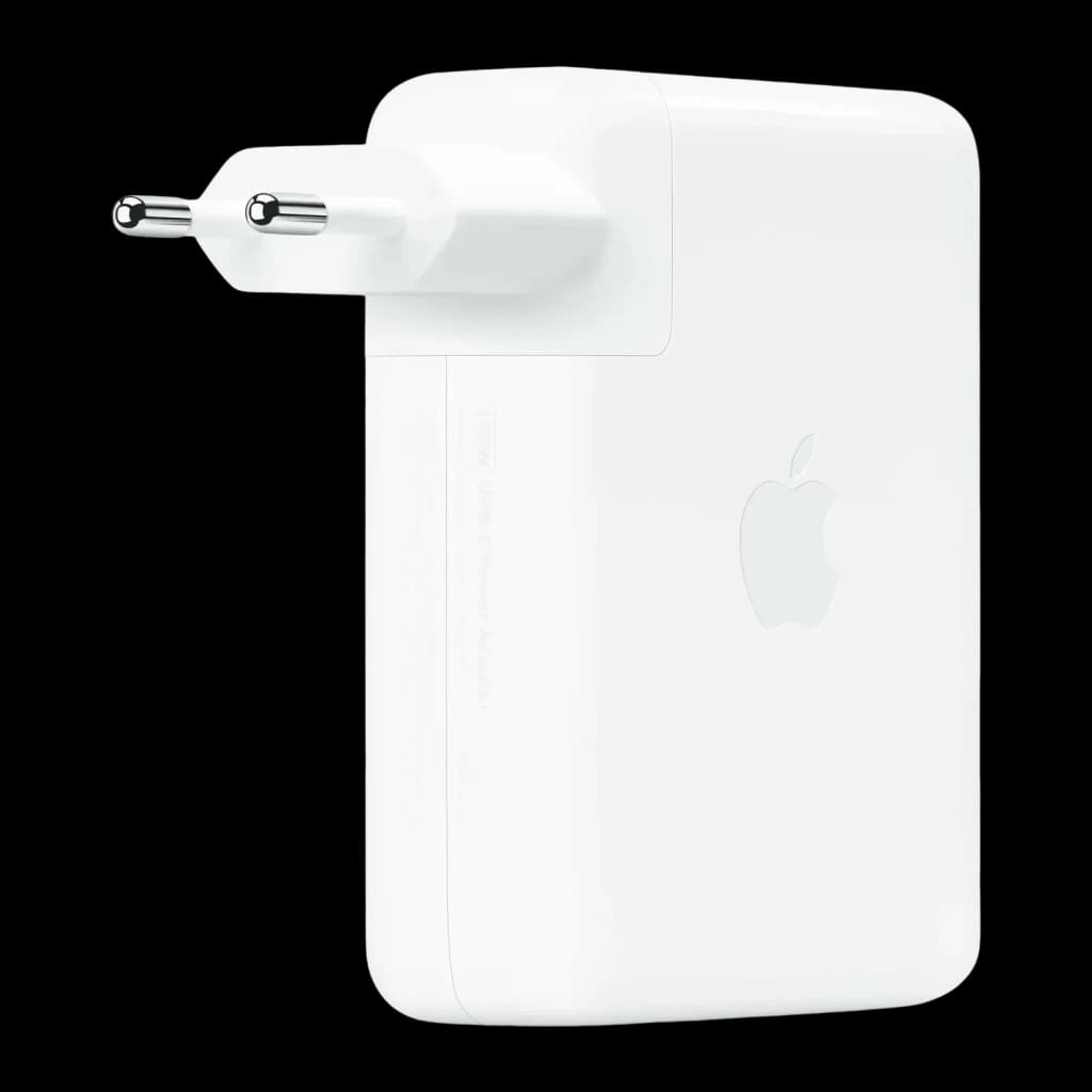 Cargador Apple 140W USB-C Power Adapter Blanco MW2M3AA/A - cuerpo compacto con logo Apple y clavija europea