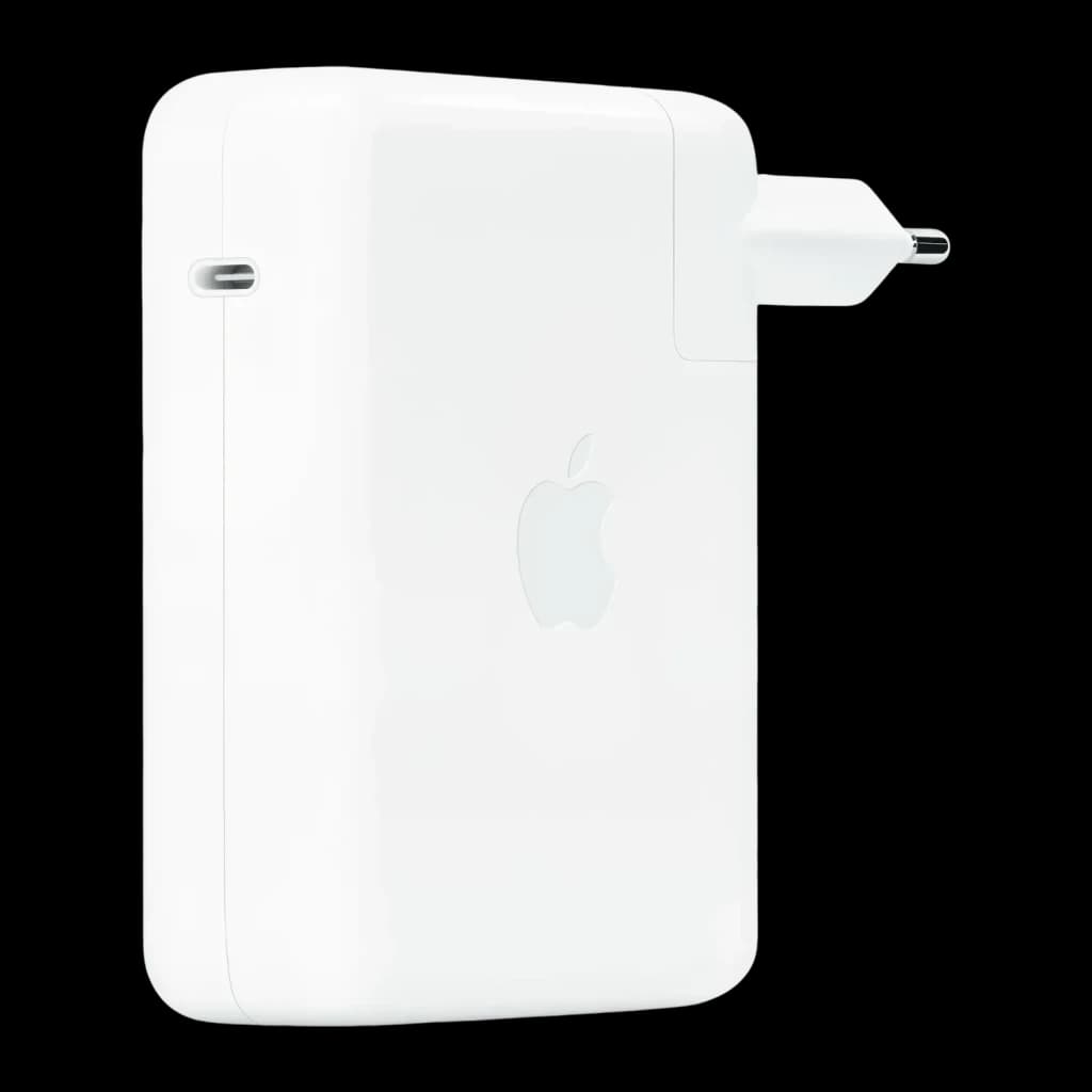 Cargador Apple 140W USB-C Power Adapter Blanco MW2M3AA/A - puerto USB-C, logo Apple y clavija EU visibles