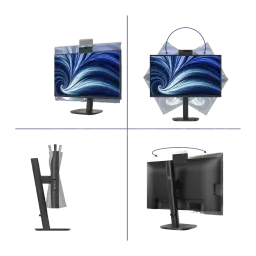 Moniteur Philips 23,8 pouces FHD IPS 120Hz 4 ms Noir 24B2N3200JH - face, réglage hauteur et inclinaison, côté ports