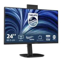 Moniteur Philips 23,8 pouces FHD IPS 120Hz 4 ms Noir 24B2N3200JH - webcam intégrée en haut, icônes FHD