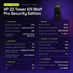 Estación de trabajo HP Z2 Tower G1i Wolf Pro Security Edition 32GB Negro Intel Core Ultra 7 265 - características, 5600 MT/s