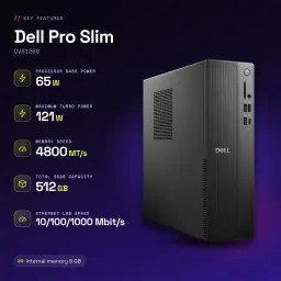 Ordenador Sobremesa Dell Pro Slim 8GB/512GB SSD Negro Intel Core Ultra 5 225 QVS1260 - características, 4,9 GHz