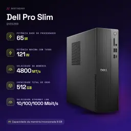 Ordenador Sobremesa Dell Pro Slim 8GB/512GB SSD Negro Intel Core Ultra 5 225 QVS1260 - características, 3,3 GHz