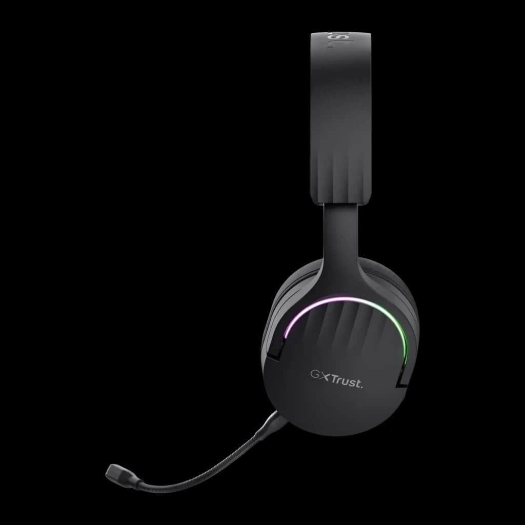 Casque Gaming Trust GXT 491 Fayzo Sans Fil RGB Micro Boom Noir - éclairage RGB sur l'oreillette et micro boom