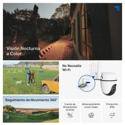Cámara de Vigilancia TP-Link Tapo 4G 1080p IP66 Blanco TC40GW - visión nocturna color, detección IA, seguimiento