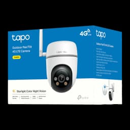 Cámara de Vigilancia TP-Link Tapo 4G 1080p IP66 Blanco TC40GW - packaging frontal con cámara Pan/Tilt