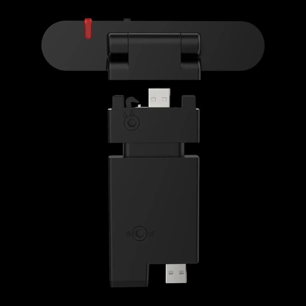 Webcam Lenovo ThinkVision MC60 (S) Full HD Preta - corpo desmontado com clipe, módulo USB e adaptadores
