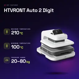 Presse thermique HTVRONT Auto 2 Digit Automatique 20-80 kg 38,1×38,1 cm Blanc - caractéristiques, 220–240 V, 50–60 Hz