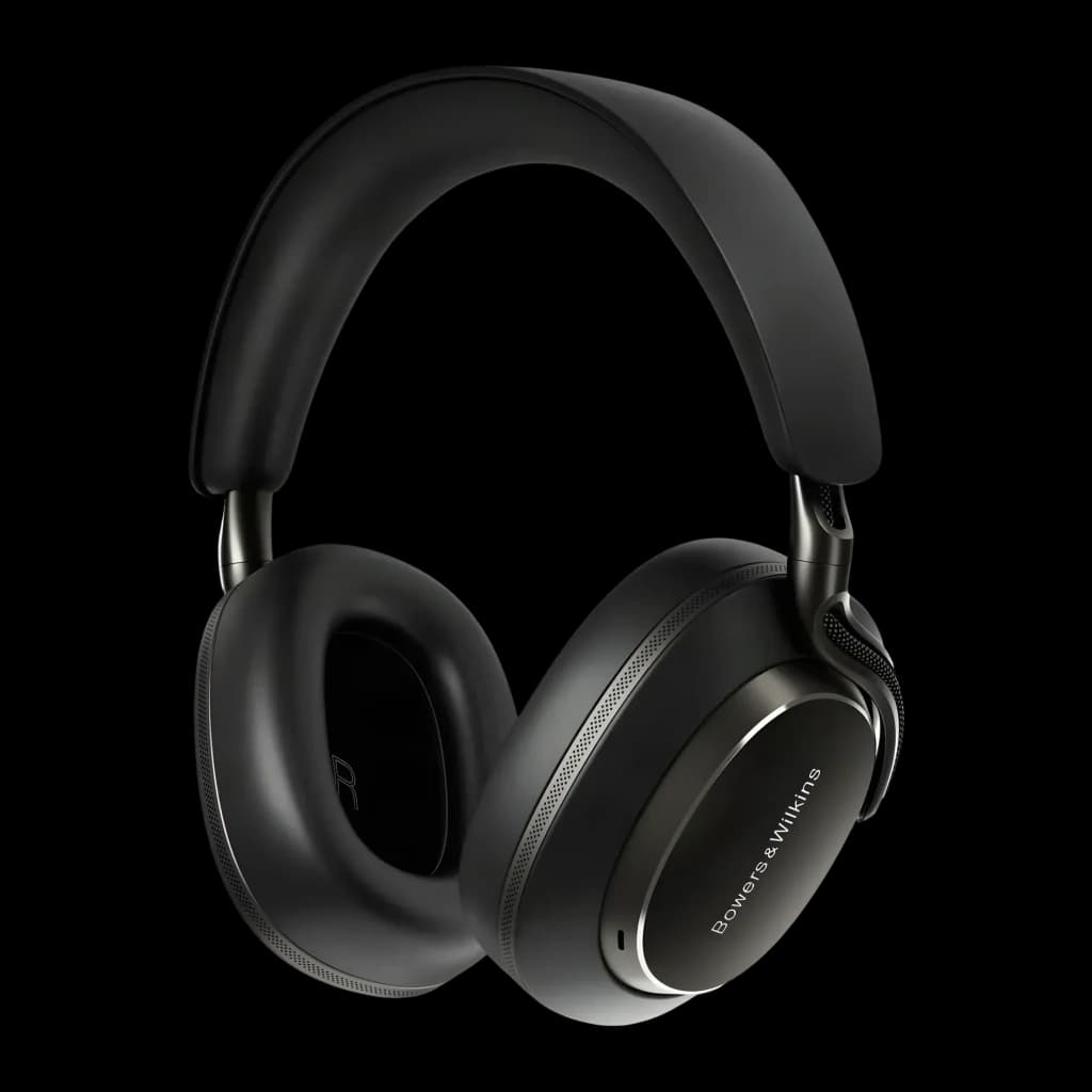 Casque supra-aural Bowers & Wilkins Px8 S2 Réduction de Bruit Adaptative Warm Stone Noir - coque droite avec logo