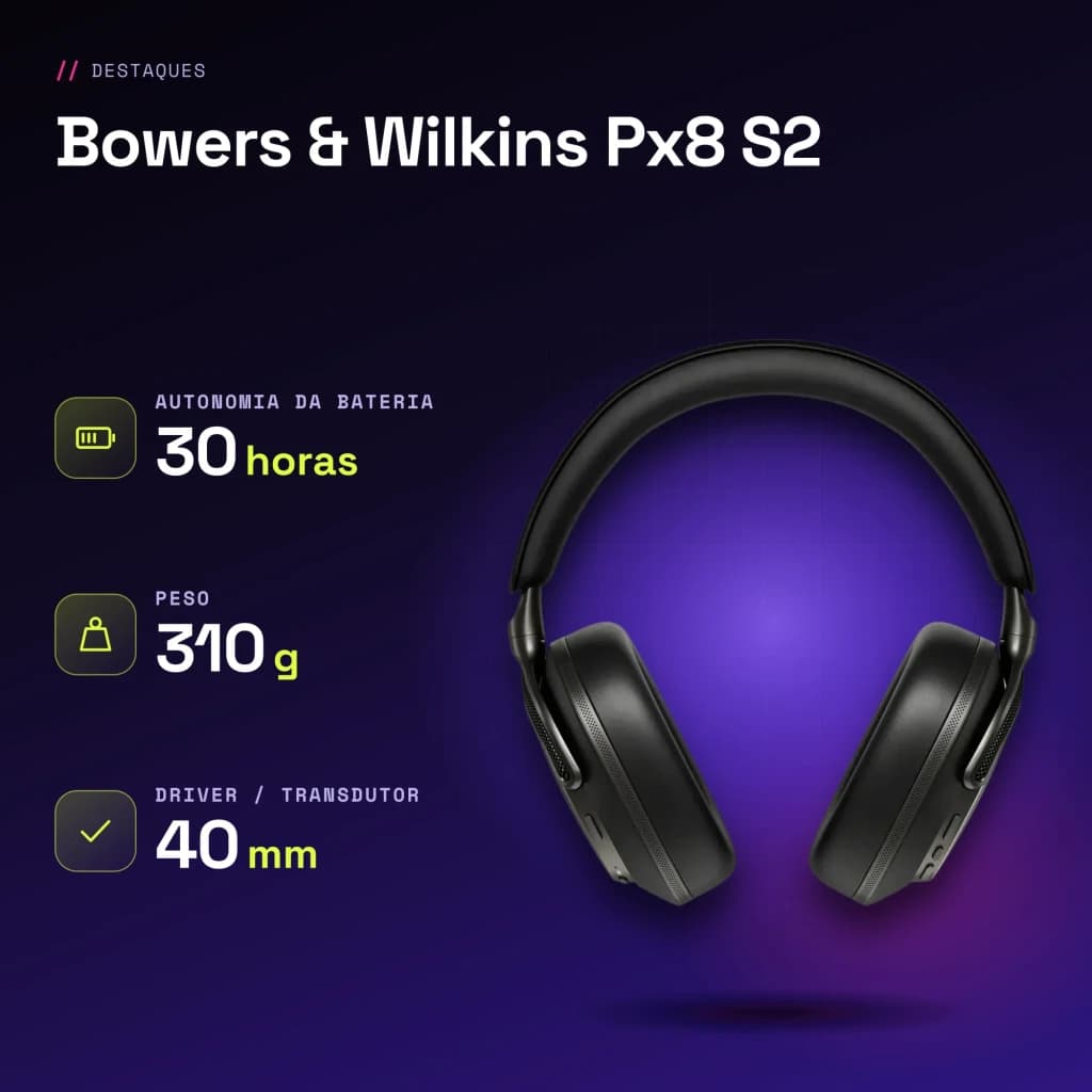 Casque supra-aural Bowers & Wilkins Px8 S2 Réduction de Bruit Adaptative Warm Stone Noir - 177 mm × 60 mm × 234 mm