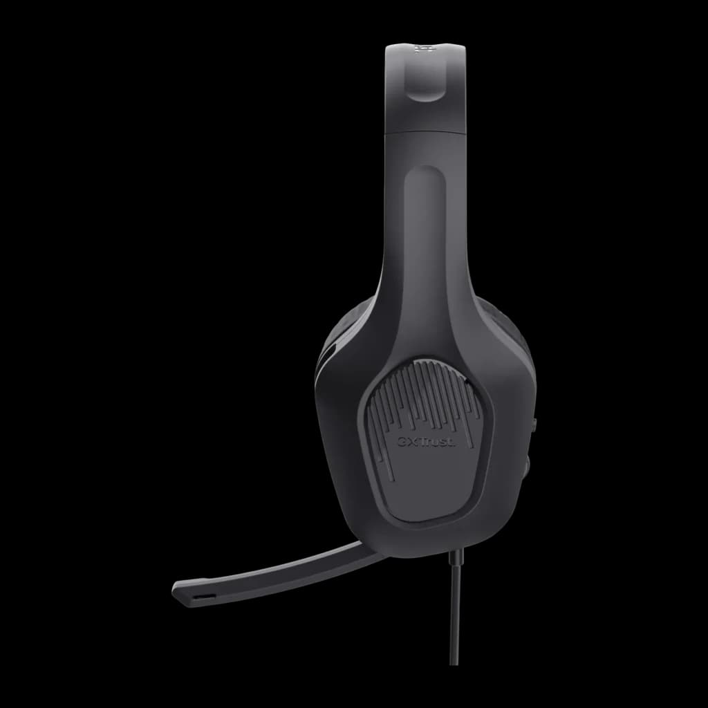 Casque Gaming Trust GXT 415 Zirox Microphone Boom Noir - oreillette droite avec logo Trust et microphone boom