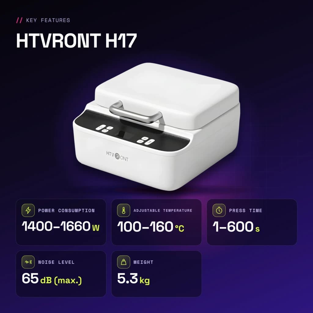 Presse thermique HTVRONT H17 1400–1660W Blanc - caractéristiques, 32,6 x 30,4 x 17,2 cm