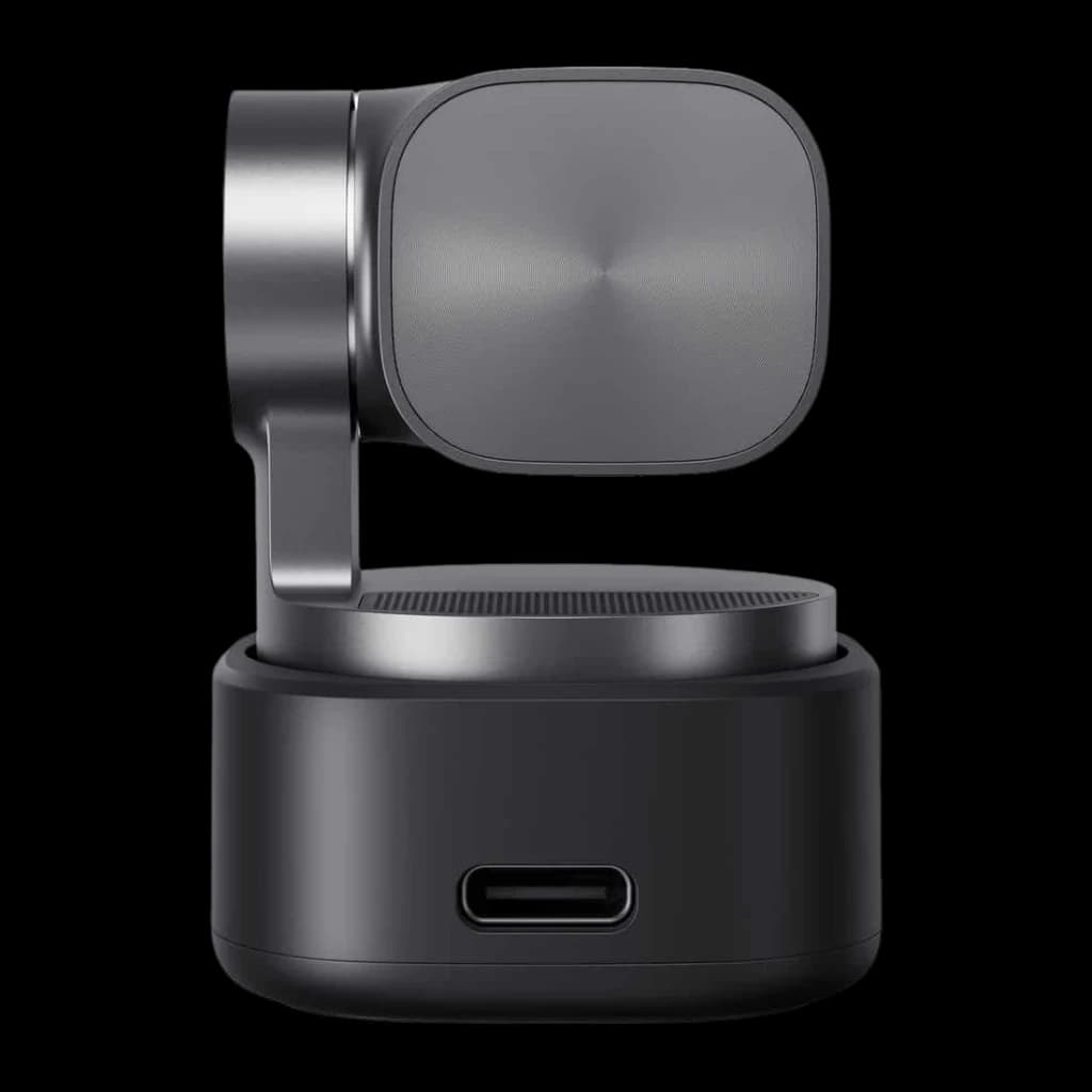 Webcam OBSBOT Tiny 3 4K avec Microphone Noire - base avec port USB-C et tête rotative