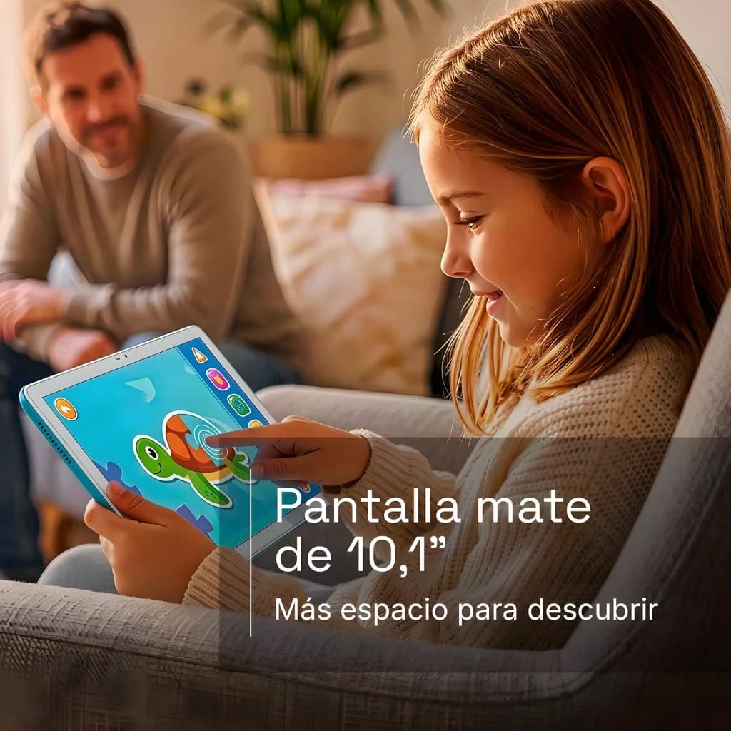 SPC Wuum Tab 4GB/128GB Azul Funda Incluida 10,1 pulgadas IPS Incell Allwinner A537 - niña interactuando con juego