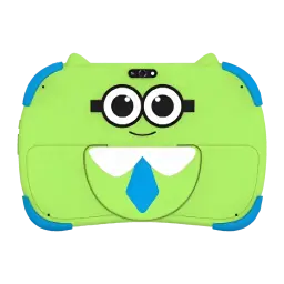 Qubo TKIDS-100 4GB/64GB Verde IP54 10.1 polegadas IPS - capa verde com cara de monstro, cantos azuis e módulo