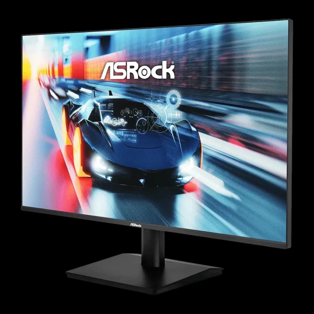 Monitor ASRock 27 polegadas Full HD IPS 144Hz 1ms Preto CL27FFB - ecrã ligado com carro desportivo e logótipo