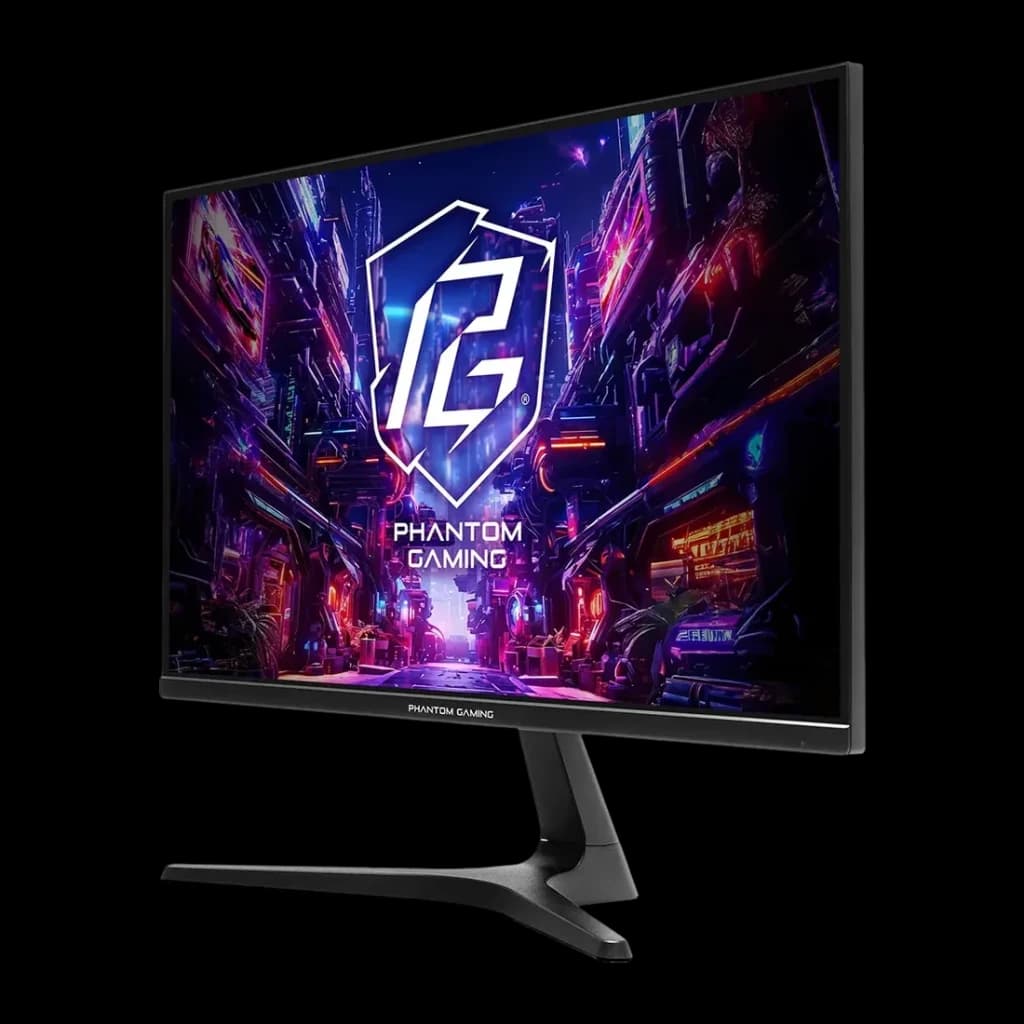 Monitor ASRock Phantom Gaming 24,5 polegadas FHD IPS 180Hz 1ms Preto PG25FFT - ecrã com logo Phantom Gaming
