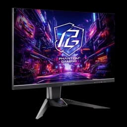 Écran ASRock Phantom Gaming 27 pouces QHD IPS 144Hz 1ms Noir PG27QFT2A - écran allumé avec logo Phantom