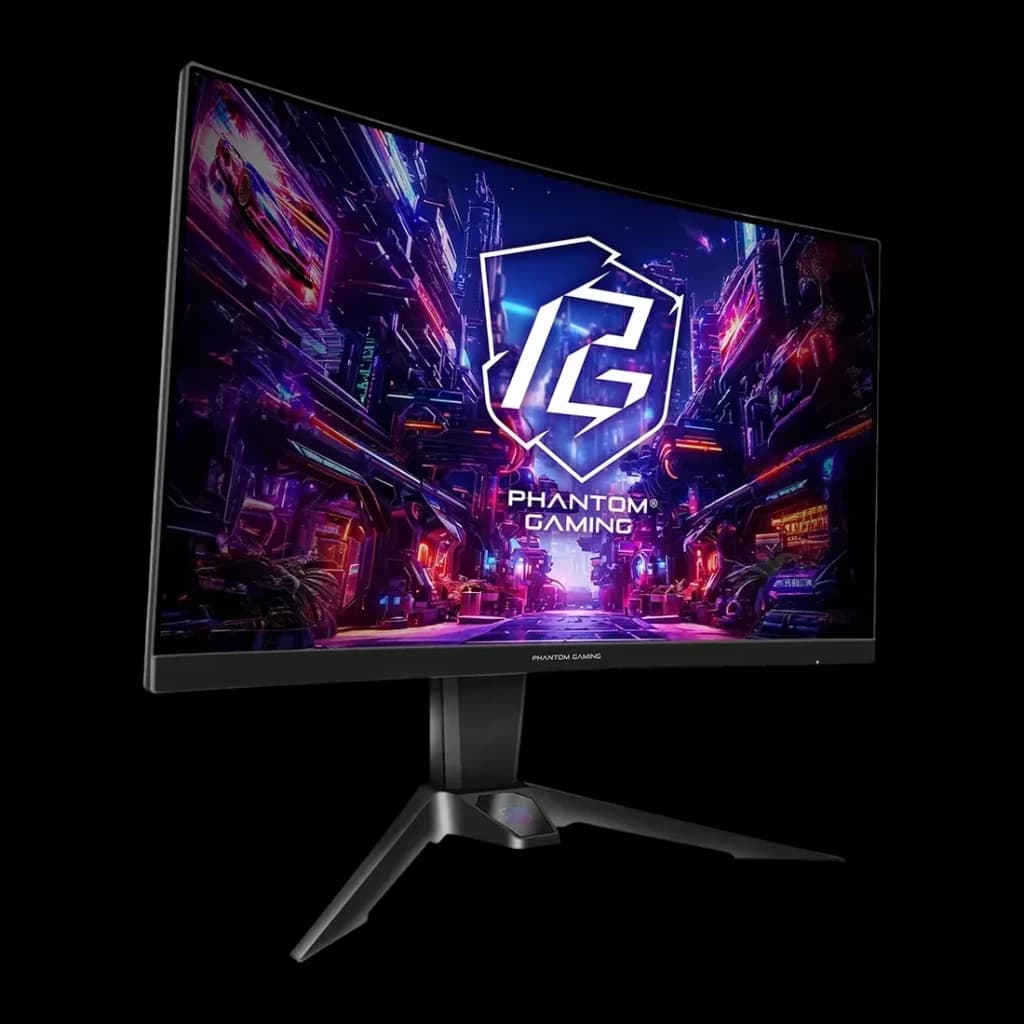 Monitor ASRock Phantom Gaming 27 polegadas 1500R QHD VA 180Hz Preto PG27QRT2A - tela curva com logo