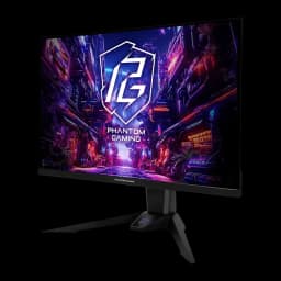 Monitor ASRock 27 polegadas QD-OLED 240Hz QHD Preto PGO27QFV - ecrã ligado com logótipo Phantom Gaming