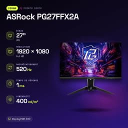 Monitor ASRock 27 polegadas 520Hz FHD IPS 1ms Preto PG27FFX2A - características, 520 Hz