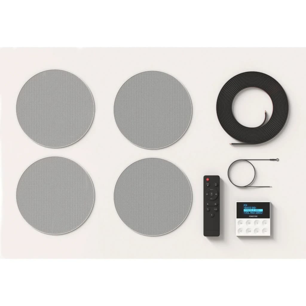 Kit de Altavoces Fonestar 50W Bluetooth KS-WALL-4 - 4 altavoces empotrados, amplificador, mando a distancia y cable