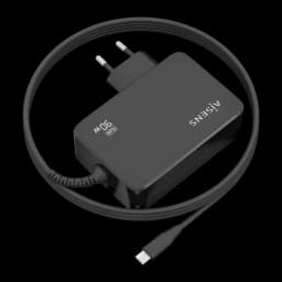 Carregador AISENS Preto GaN 90W 1 USB-C ASCH-1PD90WL034-BK - carregador com cabo USB-C enrolado e ficha EU