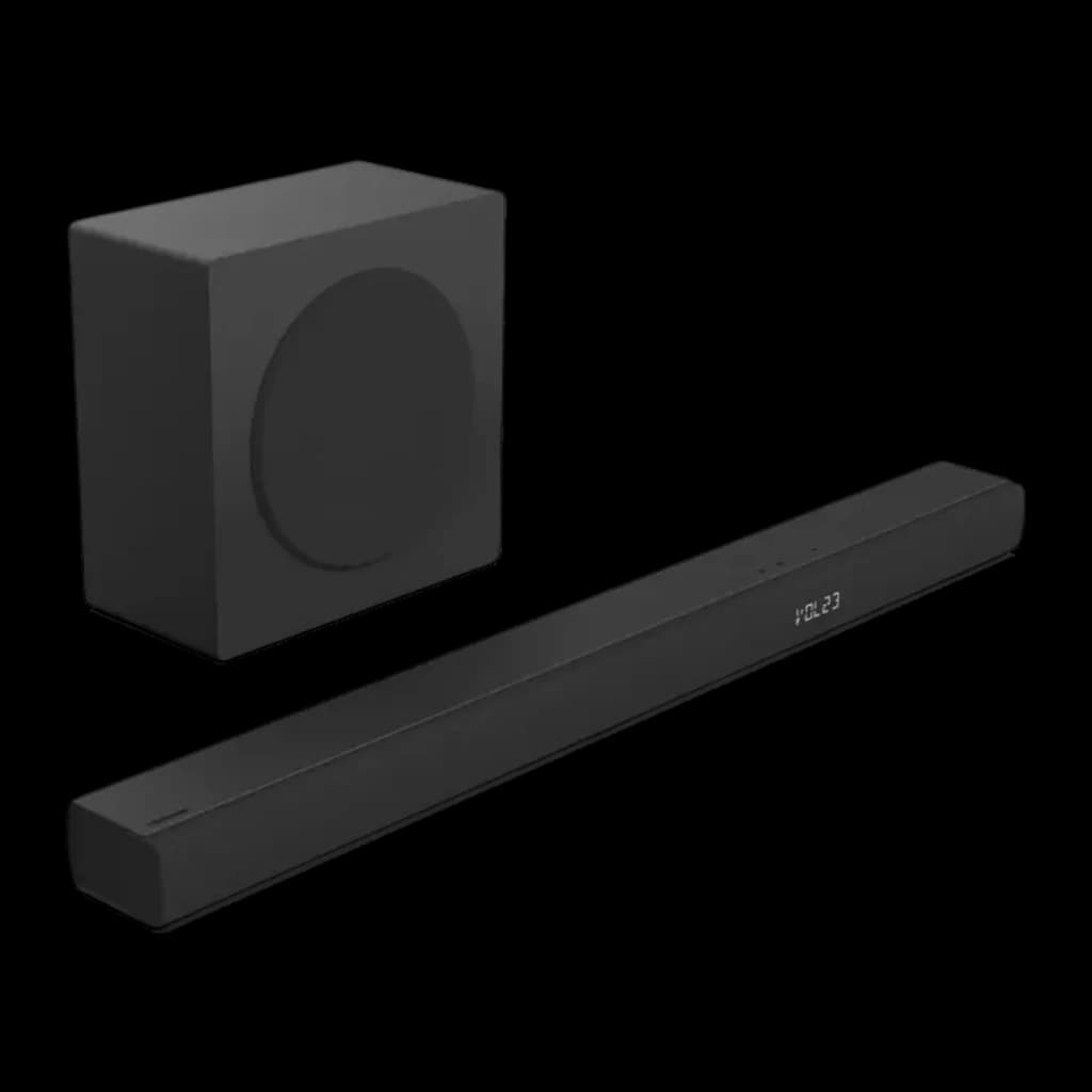 Barre de Son Hisense 3.1 Caisson de Basses Sans Fil 480W Noir - barre avec affichage LED et caisson