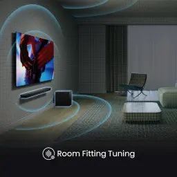 Barre de Son Hisense Dolby Atmos DTS:X 3.1.2 Caisson de Basses Sans Fil Noire AX3120Q - Room Fitting Tuning avec ondes
