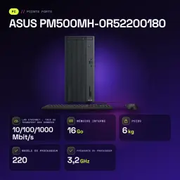 Ordenador Sobremesa ASUS 16GB/512GB Gris AMD Ryzen 5 220 SSD Sin Sistema Operativo PM500MH-0R52200180 - 64 GB