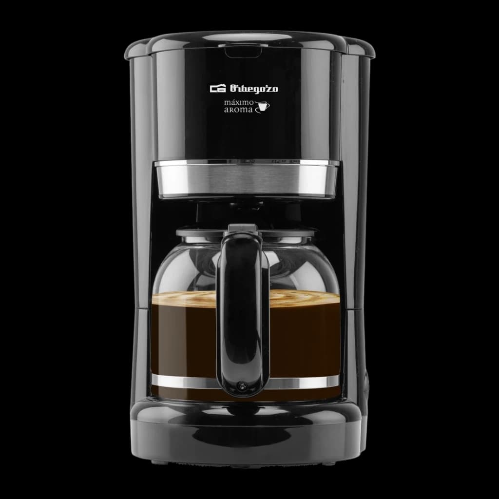 Cafetière filtre Orbegozo CG 4027 N 1,5L 900W Noire - carafe en verre pleine de café et corps noir brillant