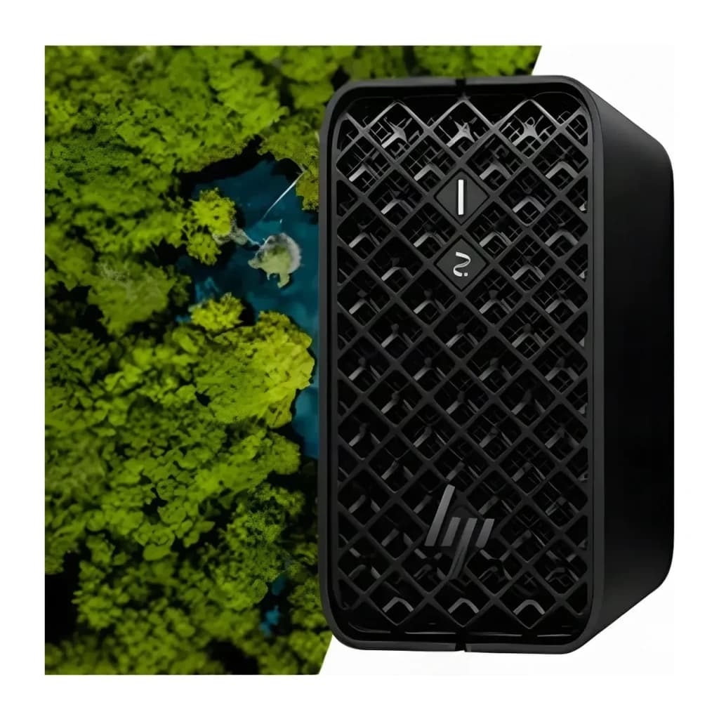 Mini PC HP Z2 G1a Wolf Pro Security Edition 32 Go/1 To Noir SSD WiFi 7 - grille noire avec logo HP sur fond aérien