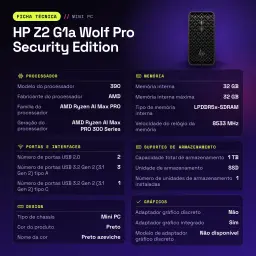 Mini PC HP Z2 G1a Wolf Pro Security Edition 32 Go/1 To Noir SSD WiFi 7 - caractéristiques, WiFi 7.0