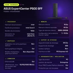 Ordenador Sobremesa ASUS ExpertCenter P500 SFF 16GB/512GB Gris Intel Core 3 100U SSD P500SV-03100U0500 - 64 GB