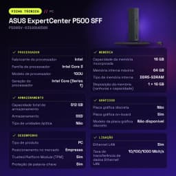 Ordenador Sobremesa ASUS ExpertCenter P500 SFF 16GB/512GB Gris Intel Core 3 100U SSD P500SV-03100U0500 - 1 x 16 GB