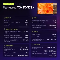 TV Samsung 43 polegadas Neo QLED 4K Preto TQ43QN73H - características