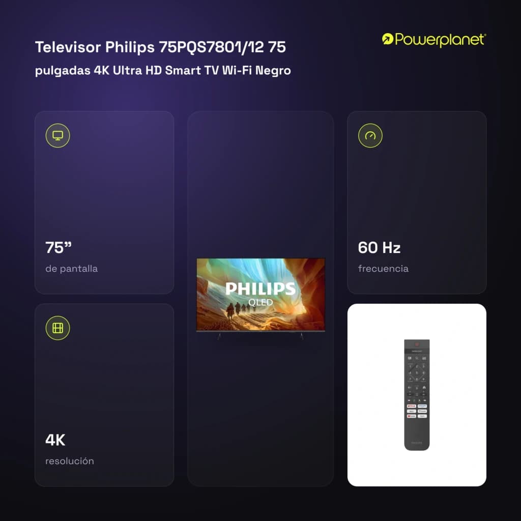 TV Philips 75 polegadas QLED 4K Preto 75PQS7801/12 - em contexto
