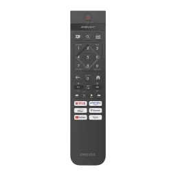 TV Philips 43 pulgadas QLED 4K Negro 43PQS7801 - vista frontal con botón Ambilight, teclas numéricas